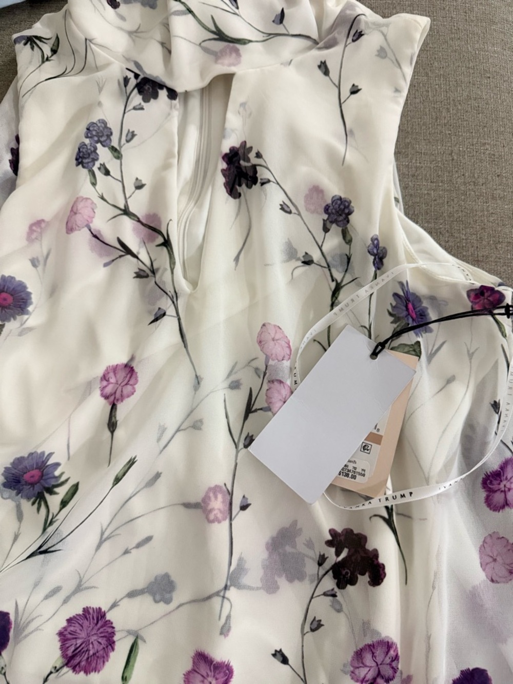Ivanka Trump White Floral High-Neck‎ Midi Dress - Picture 5 of 5